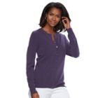 Women's Croft & Barrow&reg; Ribbed-trim Cardigan, Size: Large, Purple