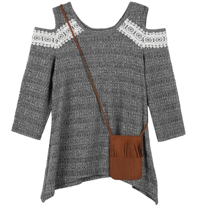 Girls 7-16 Speechless Ribbed Cold-shoulder Sweater, Size: Small, Med Grey