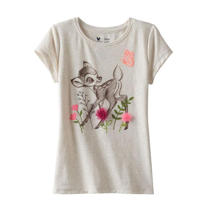 Disney's Bambi Girls 4-7 Flower Applique Tee By Jumping Beans&reg;, Girl's, Size: 6x, Lt Beige