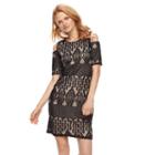 Women's Sharagano Cold-shoulder Lace Dress, Size: 8, Black
