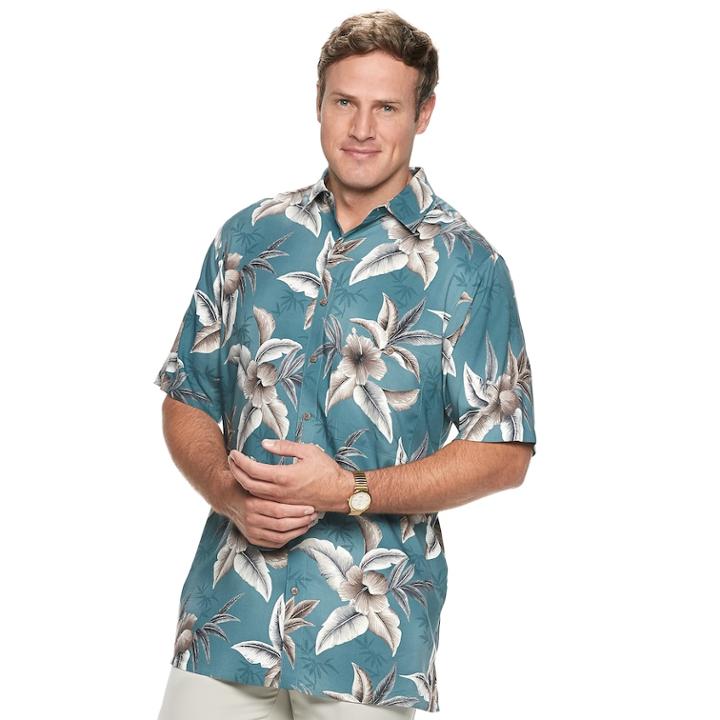 Big & Tall Batik Bay Tropical Button-down Shirt, Men's, Size: 2xb, Dark Green