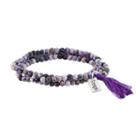 Healing Stone Agate Bead & Strength Charm Wrap Bracelet, Women's, Purple