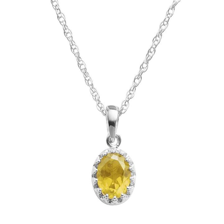Tiara Sterling Silver Citrine Oval Pendant, Women's, Size: 18, Orange