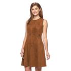 Women's Apt. 9&reg; Faux-suede Fit & Flare Dress, Size: 2, Brown
