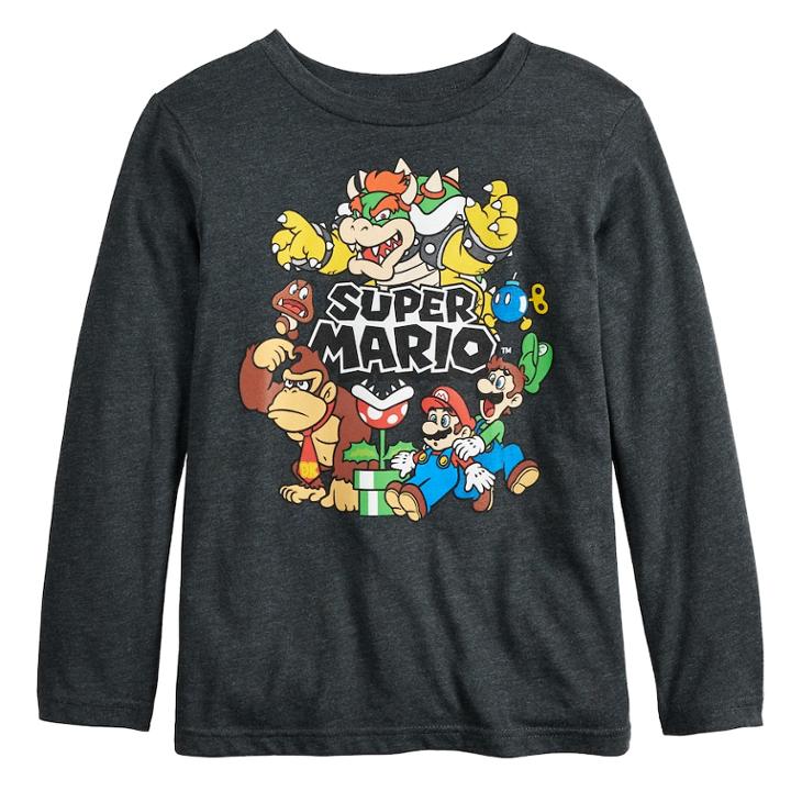 Boys 4-12 Jumping Beans&reg; Super Mario Bros. Look Out Graphic Tee, Size: 7, Dark Grey