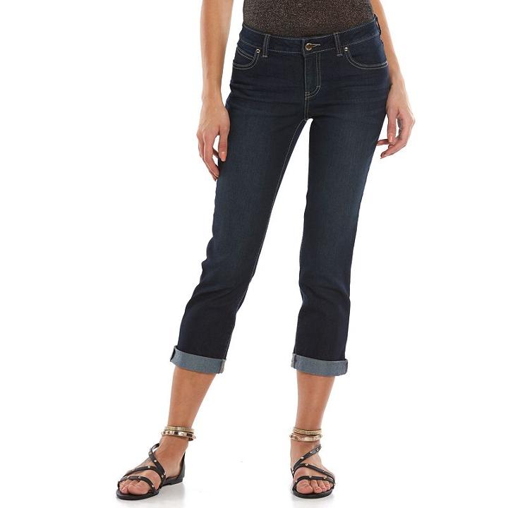 Petite Jennifer Lopez Cuffed Jean Capris, Women's, Size: 2 Petite, Blue