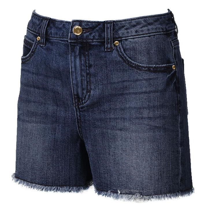 Women's Jennifer Lopez Frayed Jean Shorts, Size: 10, Dark Blue