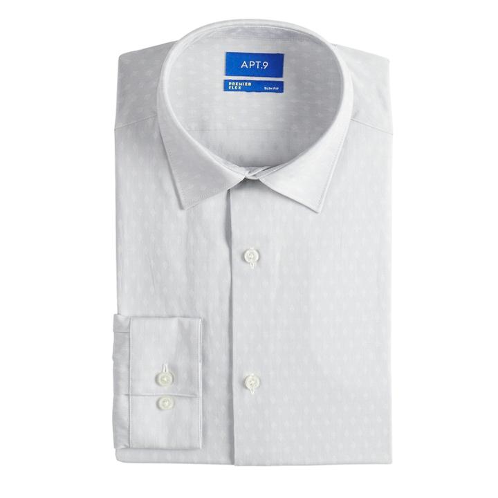 Men's Apt. 9&reg; Slim-fit Premier Flex Collar Stretch Dress Shirt, Size: 15.5-32/33, Grey