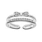 Lc Lauren Conrad Cubic Zirconia Bow Two Row Midi Ring, Women's, Silver