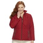 Plus Size Weathercast Quilted Midweight Side-stretch Jacket, Women's, Size: 1xl, Red