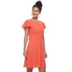 Women's Suite 7 Ruffle Fit & Flare Dress, Size: 14, Pink