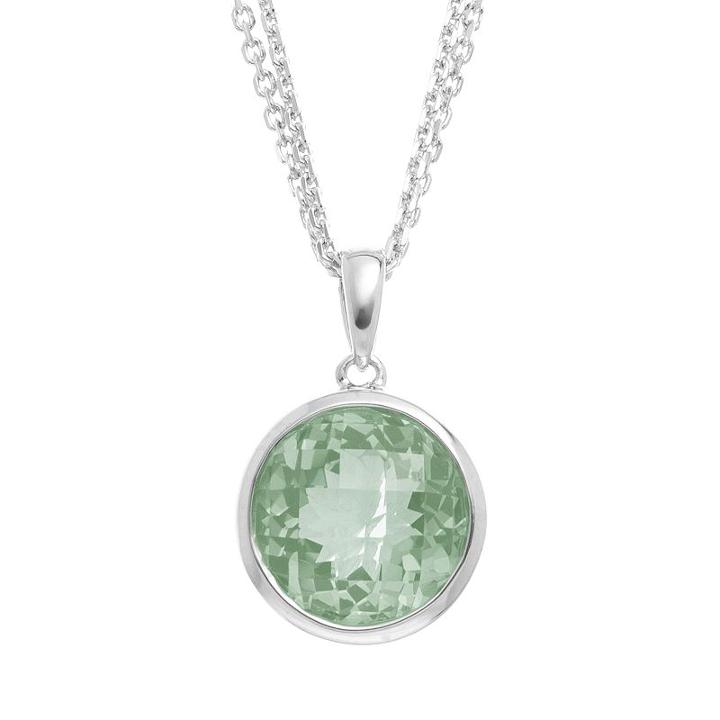 Green Quartz Sterling Silver Circle Pendant Necklace, Women's, Size: 17