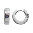 Sterling Silver Rainbow Quartz Hoop Earrings, Women's, Multicolor