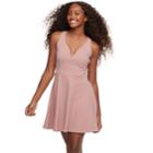 Juniors' Trixxi Crisscross Back Floral Scuba Skater Dress, Teens, Size: Small, Light Pink