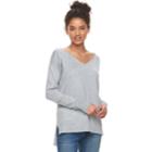 Juniors' So&reg; High-low V-neck Sweater, Teens, Size: Xl, Grey