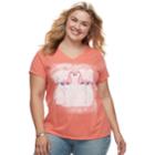 Plus Size Sonoma Goods For Life&trade; Graphic V-neck Tee, Women's, Size: 2xl, Med Pink