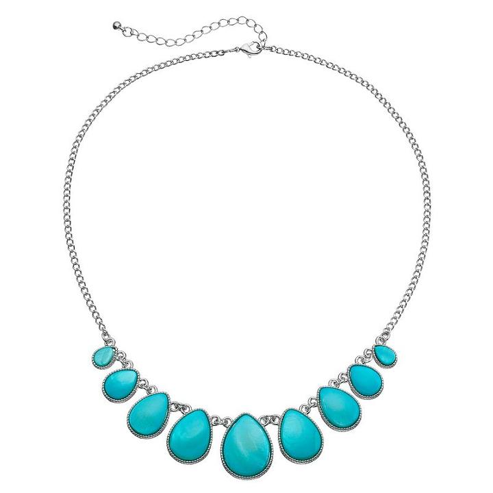 Mudd&reg; Graduated Teardrop Cabochon Necklace, Teens, Turq/aqua