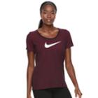 Women's Nike Swoosh Short Sleeve Graphic Tee, Size: Large, Dark Pink