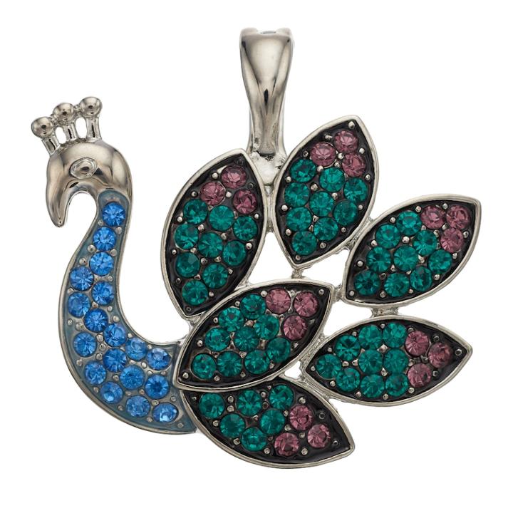 Wearable Art Peacock Pendant, Women's, Multicolor