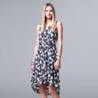 Women's Simply Vera Vera Wang Mesh High Low Dress, Size: Medium, Dark Blue