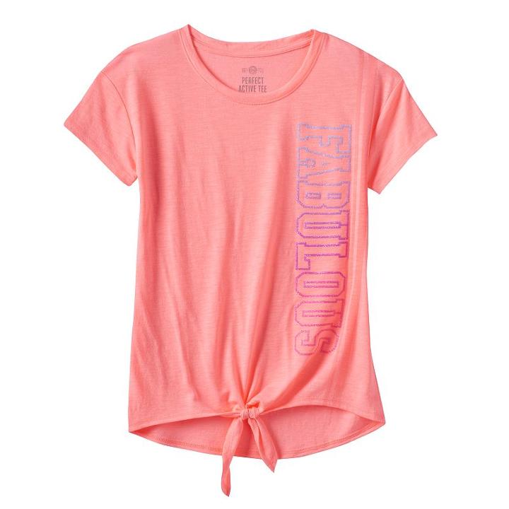 Girls 7-16 So&reg; Tie Front Graphic Tee, Girl's, Size: 16, Lt Purple