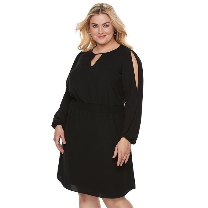 Plus Size Apt. 9&reg; Cold-shoulder Crepe Dress, Women's, Size: 18 W, Black