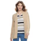 Women's Croft & Barrow&reg; Basketweave Cardigan Sweater, Size: Small, Med Beige