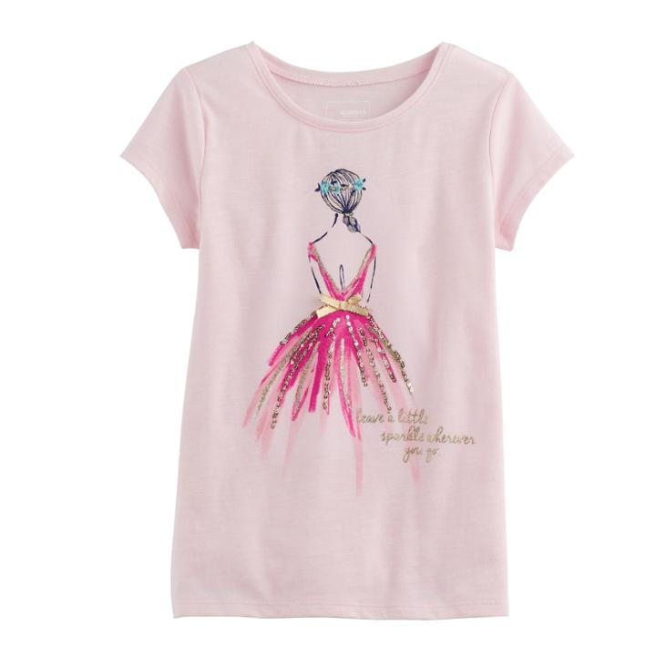 Girls 4-12 Sonoma Goods For Life&trade; Embellished Knit Tee, Size: 12, Brt Pink