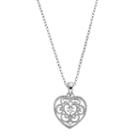 Primrose Cubic Zirconia Filigree Heart Pendant Necklace, Women's, White