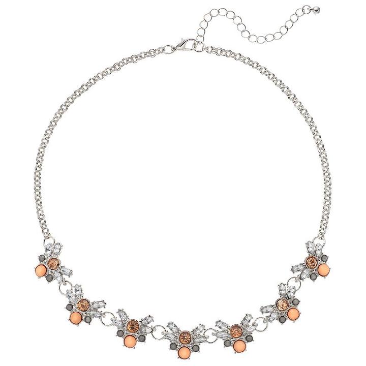 Mudd&reg; Orange Stone Cluster Necklace, Women's
