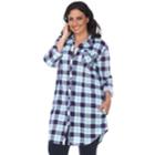 Plus Size White Mark Plaid Flannel Tunic, Women's, Size: 1xl, Green
