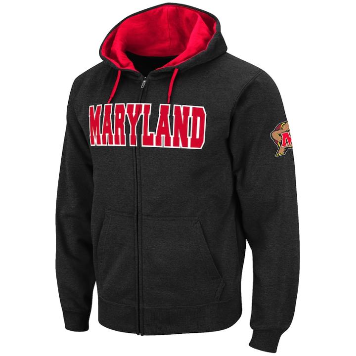 Men's Maryland Terrapins Full-zip Fleece Hoodie, Size: Xl, Med Grey