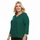 Plus Size Dana Buchman High-low V-neck Top, Women's, Size: 1xl, Green