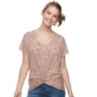 Juniors' Mudd&reg; Twist Front Short Sleeve Tee, Teens, Size: Xl, Dark Pink