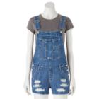 Juniors' Unionbay Destructed Jean Shortalls, Teens, Size: Xl, Dark Blue
