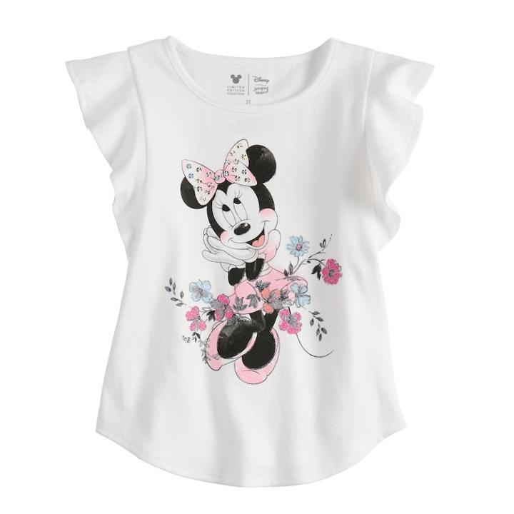 Disney Minnie Mouse Girls 4-7 Flutter Sleeve Shift Tee, Size: 7, White
