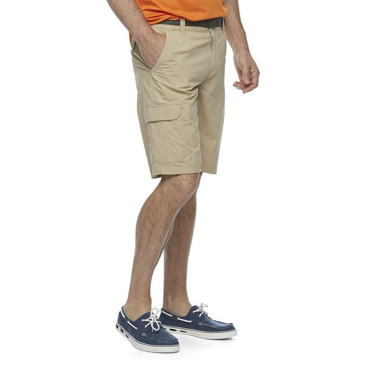 Men's Columbia Omni-shade Sycamore Falls Belted Shorts, Size: 36, Lt Brown