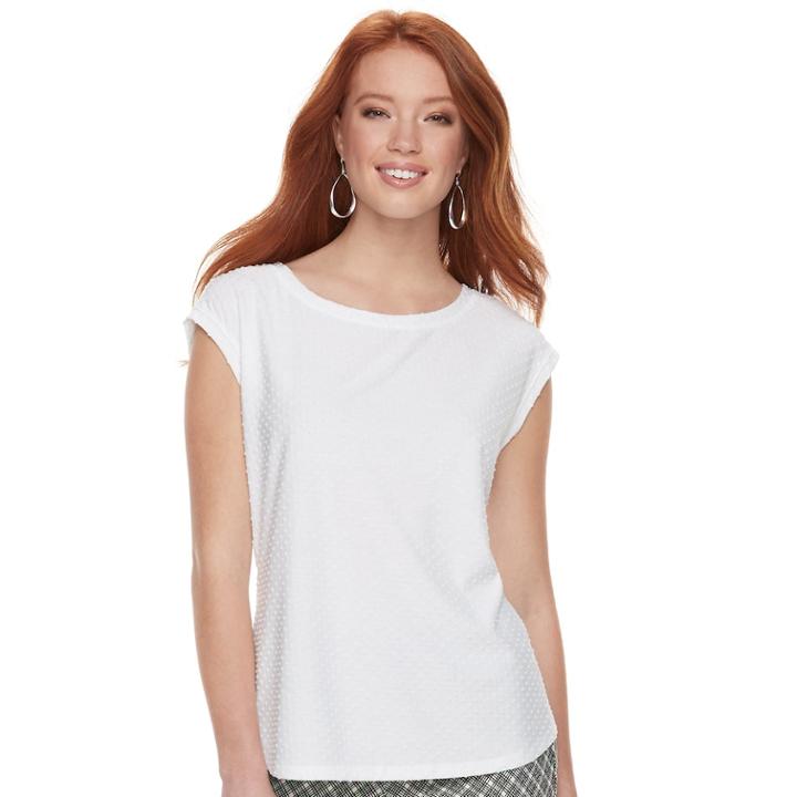 Women's Elle&trade; Swiss Dot Tee, Size: Large, White