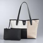Simply Vera Vera Wang Colorblock Signature Tote With Removable Pouch, Women's, Lt Brown