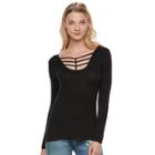 Women's Rock & Republic&reg; Strappy Scoopneck Tee, Size: Small, Black