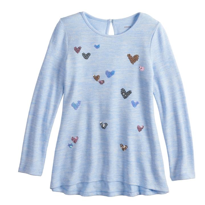 Girls 4-12 Sonoma Goods For Life&reg; Sequined High-low Hem Tunic, Size: 6, Light Blue