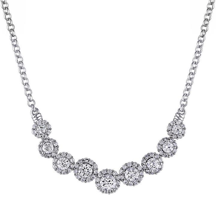 Lab-created White Sapphire Sterling Silver Flower Necklace, Women's, Size: 17