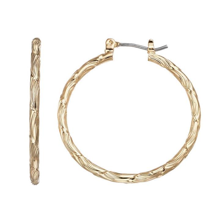 Napier Scalloped Nickel Free Hoop Earrings, Women's, Gold