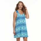 Women's Portocruz Tie-dyed Lattice Back Cover-up Dress, Size: Large, Med Blue