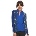 Women's Elle&trade; Mixed-media Cardigan, Size: Large, Blue (navy)