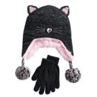 Girls 4-16 So&reg; Faux-fur Lined 3d Cat Hat & Gloves Set, Size: M-l, Oxford