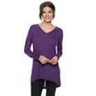 Women's Apt. 9&reg; High-low V-neck Tunic Sweater, Size: Medium, Med Purple