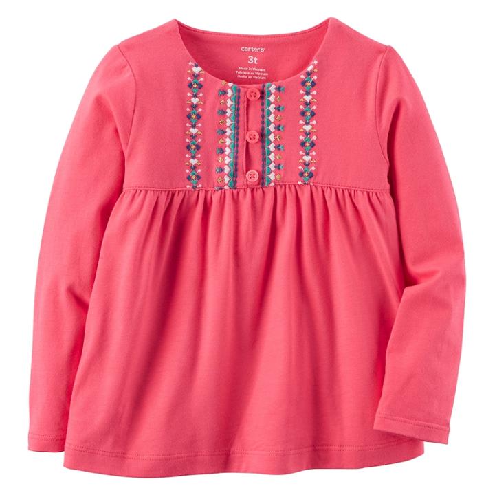 Girls 4-8 Carter's Embroidered Babydoll Top, Size: 5, Pink