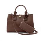 Deluxity Lauren Padlock Double Entry Satchel With Wallet, Women's, Brown Oth