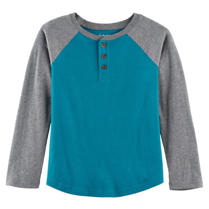 Boys 4-10 Jumping Beans&reg; Raglan Colorblock Softest Henley, Size: 5, Med Grey